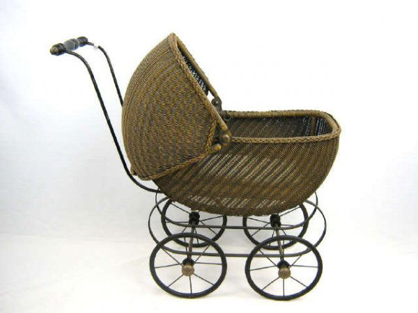 vintage wicker doll carriage