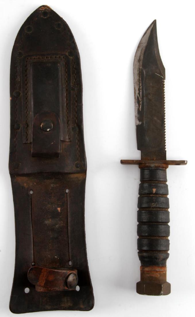 US CAMILLUS PILOT SURVIVAL KNIFE DATED 1-1967: US Camillus Pilot's Survival Knife Dated 1-1967. Sheath and stone included. Some wear present on blade EW88