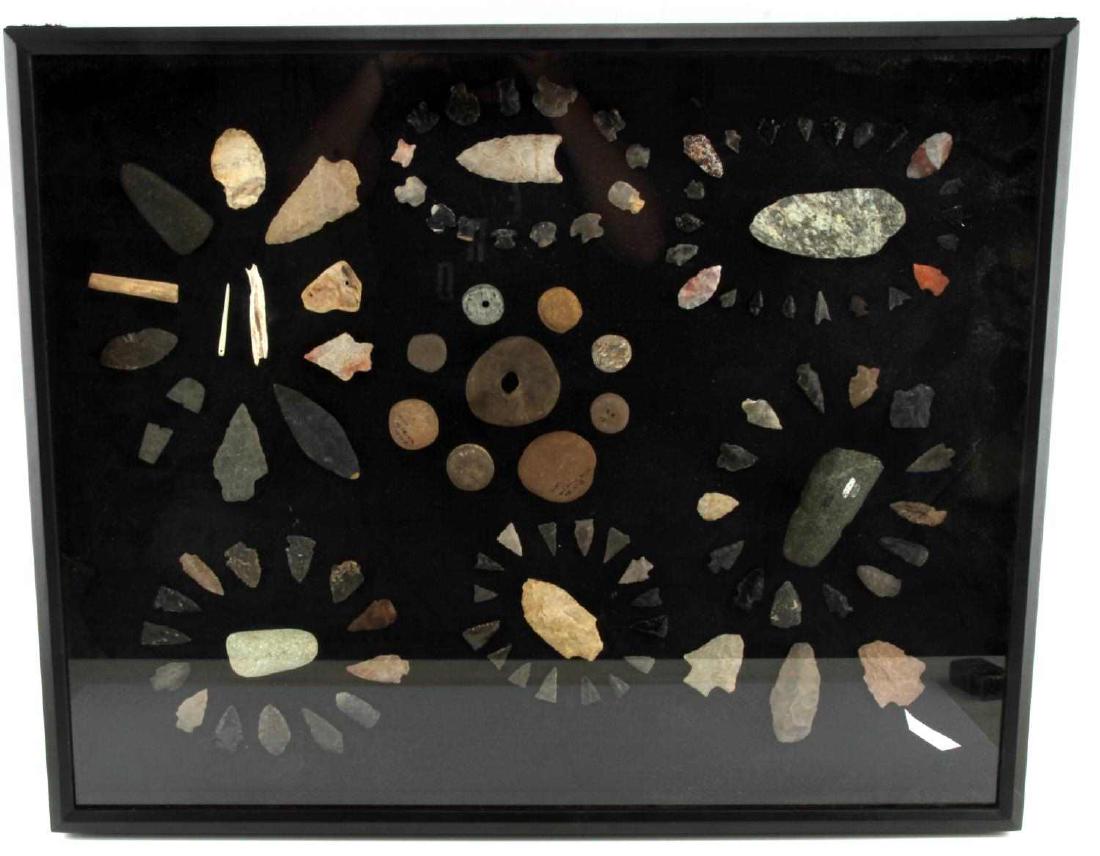 OVER 50 PALEO DOVETAIL POINT ARROWHEAD LOT: This large lot consists of over 50 dovetail and Clovis points from the archaic and Paleo periods. It also includes Native American game stones, pendants, and more. All items were found in the Midwest 