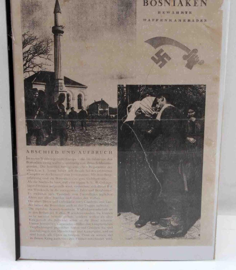 WWII GERMAN THIRD REICH SS NEWSPAPER POSTER: Poster is describing SS campaigns in Yugoslavia and Bosnia. It measures 16 and 1/2" by 12" and is in very good condition. Slight signs of age are present.