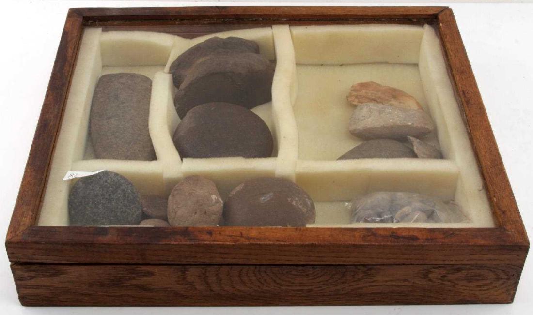 INDIAN ARTIFACT LOT CELT DISCOIDAL SCRAPER TOOL: Includes a 6 inch celt, discoidal and more.81