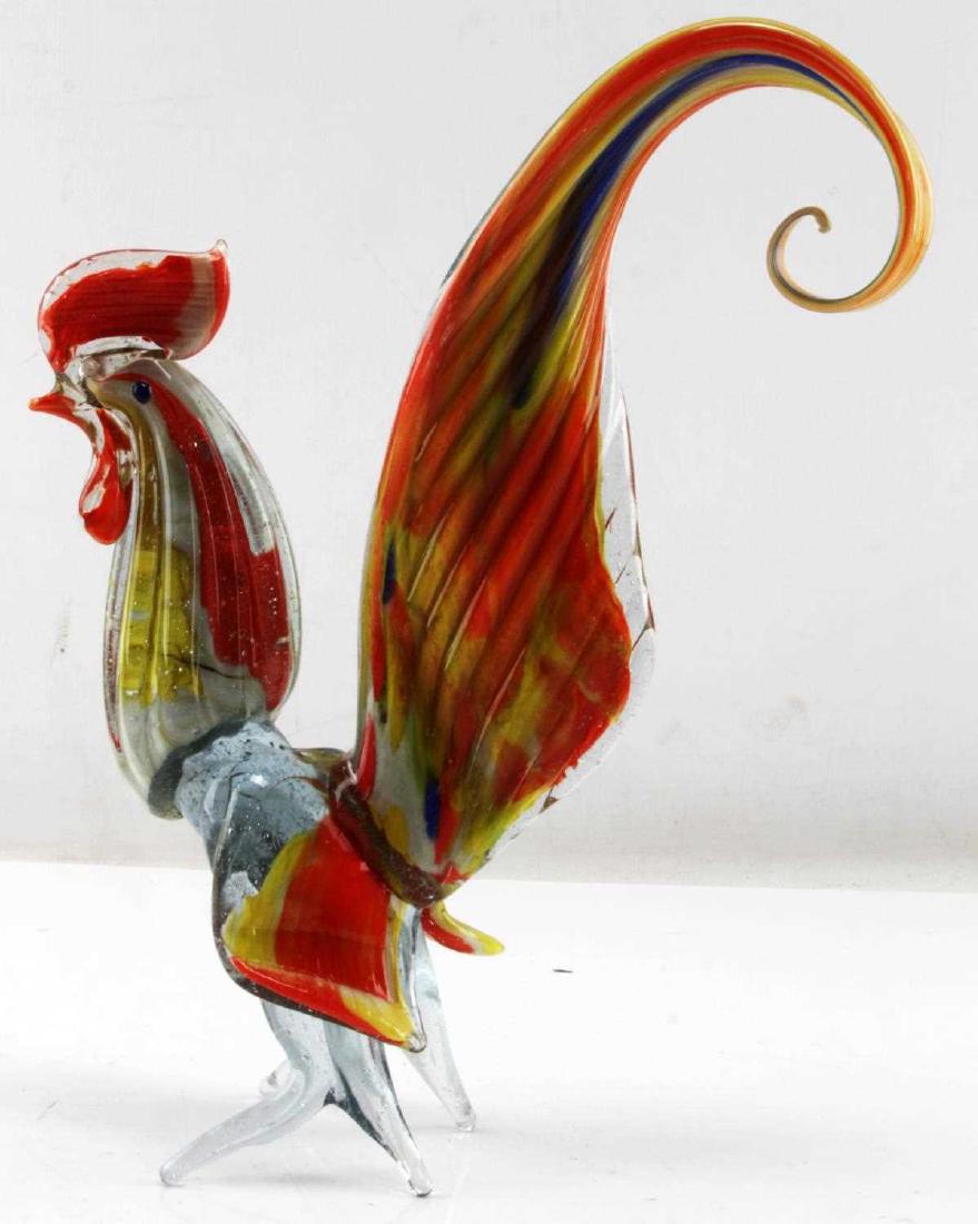 MURANO GLASS ROOSTER FIGURINE MID 20TH CENTURY