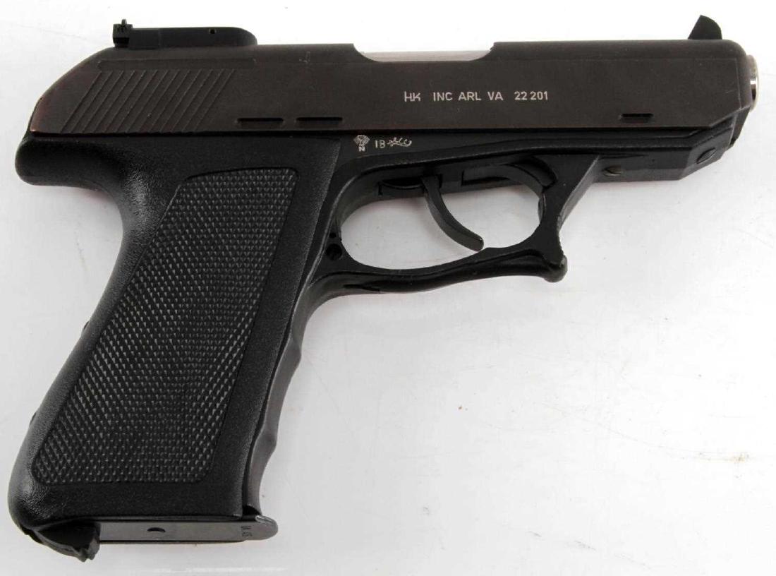 HECKLER & KOCH MODEL P9S SEMI AUTO PISTOL .45 CAL: Cal. 45 ACP. S# 404 742. Only 485 P9S's were manufactured with production ceasing 1984 & last importation 1989. Most desirable cal. Matching numbered slide & bbl. Black checkered diamond grip with HK