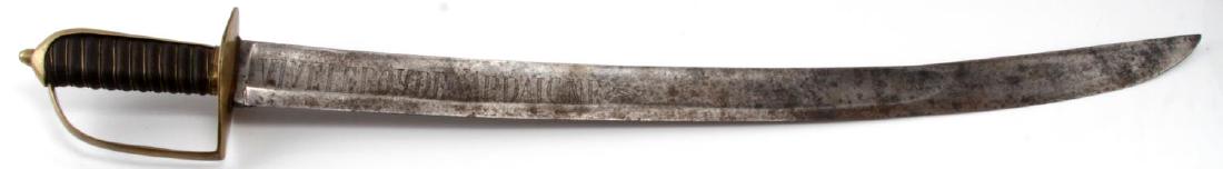 MODEL 1751 ITALIAN SARDINIAN NAVAL CUTLASS SABER: A Model 1751 naval cutlass. One side of the blade has 'Vive le roy de Sardaigne', while the other side has a design that includes the emblem of the House of Savoy. In very good condition. No scabbard.