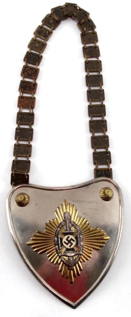 WWII THIRD REICH GERMAN GORGET & CHAIN SWASTIKA: WWII German Third Reich Swastika Gorget and Chain. Both have Swastika Designs Chain also has Eagle Crest Designs. U157