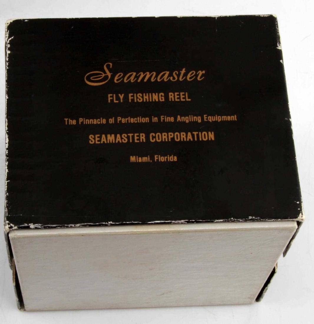 LOT OF FOUR SEAMASTER SALTWATER FLY FISHING REELS: Collection of four (4) Seamaster saltwater fly fishing reels. The first is a Mark I left handed reel is numbered 862. The second is a Mark II right handed reel numbered 857. The third is a Mark III "W