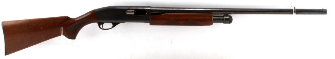 REMINGTON WINGMASTER 870 PUMP ACTION 12GA SHOTGUN: Blued steel with 85% remaining, 12 gauge, chambered for 2 3/4 inch shells, improved cylinder, serial no. to left side receiver, checkered wood stocks, maker marked to right side with patent number. Be