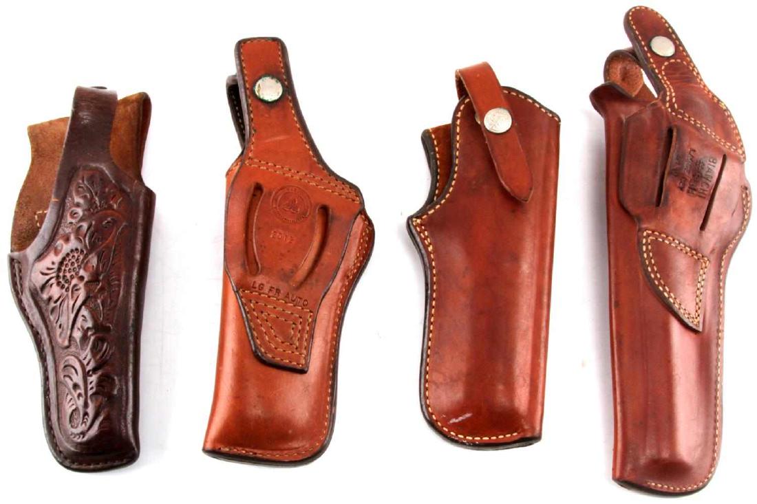 2 BIANCHI HOLSTERS 58H S&W 22 AUTO 89 & GALCO: All very good 2 Bianchi , a Galco LG FR Auto, 1 revolver tooled leather.