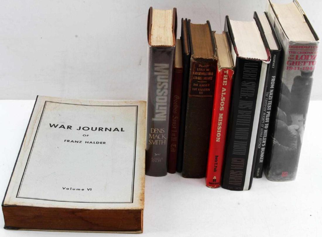WWI WWII GERMAN IMPERIAL & THIRD REICH BOOK LOT: 8 volumes all varied, includes Kaiser Wilhelm II and his Consort and others as photographed. G3