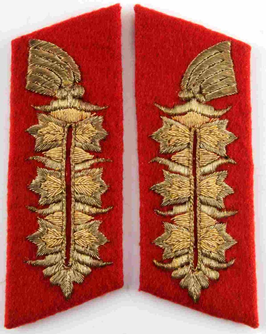 WWII THIRD REICH GERMAN HEER GENERAL COLLAR TABS: Gold over red boards. Measure 4 inches long.