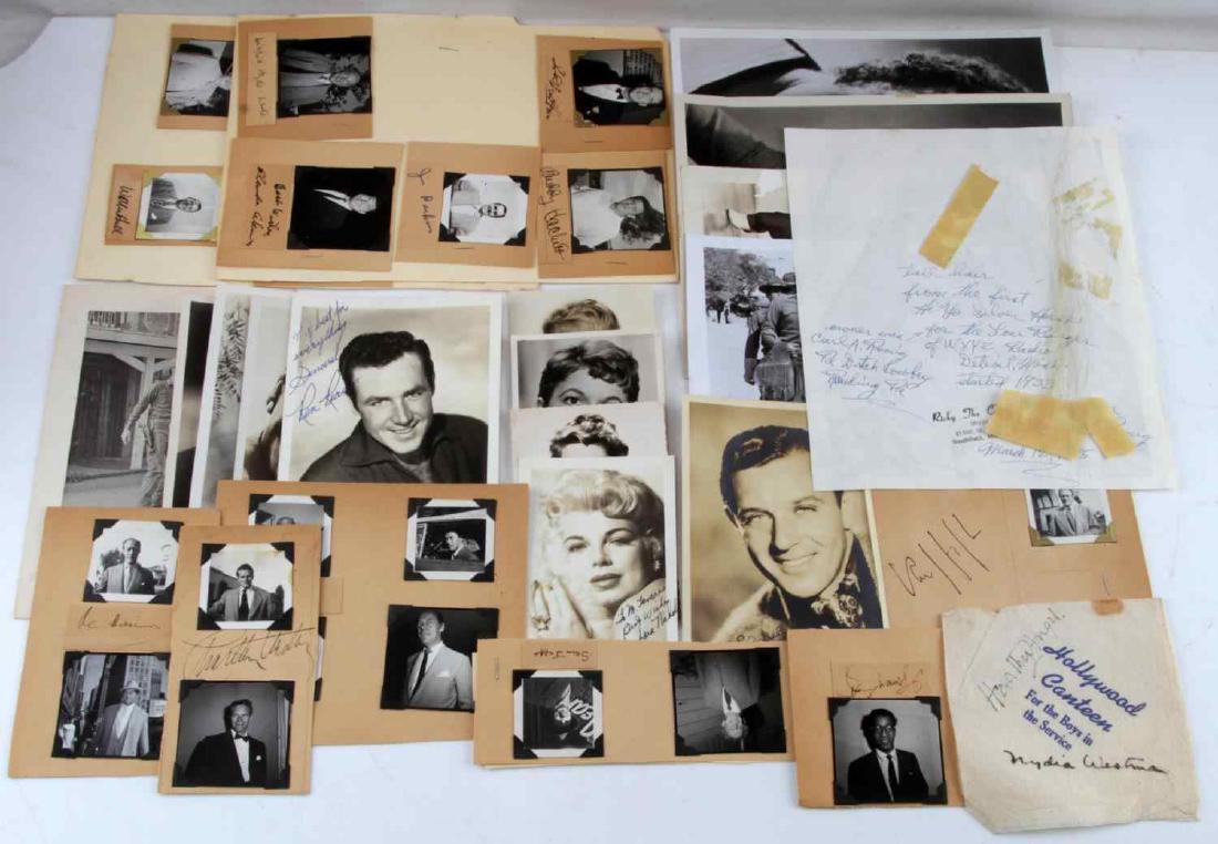 LOT OF AUTOGRAPHED VINTAGE HOLLYWOOD PHOTOGRAPHS: Lot of autographed vintage Hollywood photographs and memorabilia. Includes Sammy Davis Jr., William Bishop, Rese Reason, John Kerr, Yvette Dugay, Buck Buchanan, Eva Bartok, Dany Robin, Madeleine Robin