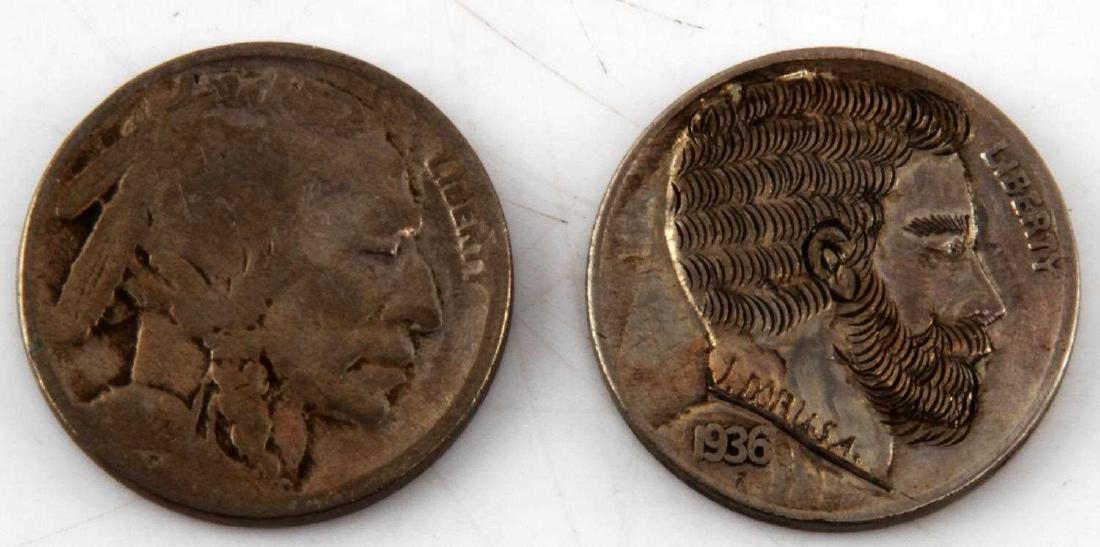 2 HOBO NICKELS TSAR NICHOLAS II & BEAVER BUFFALO: Nice work, less common Beaver buffalo.