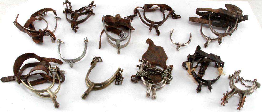 12 PAIRS OF ANTIQUE COWBOY & CAVALRY SPURS: All are paired as photographed. G3