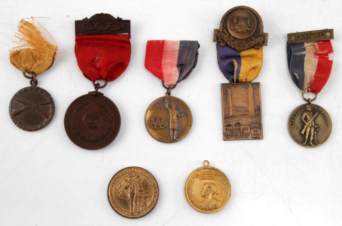 6 CIVILIAN MEDALS ODD FELLOWS PANAMA CANAL AAA: Civilian medals including, 1914 Panama Canal , Odd Fellows, GMTC, Sun Papers, Best Drilled Cadet 1941 and more. NMRM 34