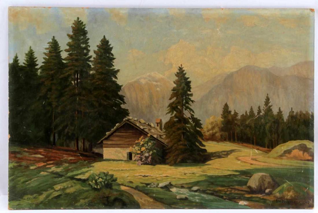 GERMAN LANDSCAPE PAINTING BERCHTESGADEN OIL BOARD