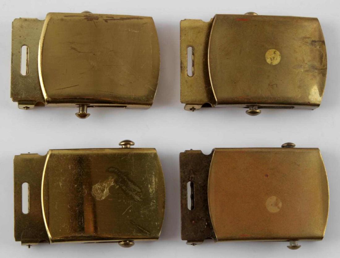 LOT OF 4 MILITARY ISSUE CADET BRASS BELT BUCKLES: Lot of 4 Military Issue Cadet Brass Belt Buckles 2 the items are all made of standard brass while the markings on each read "VanGuard" and "US CMI". Items are in good condition with no signs of damage