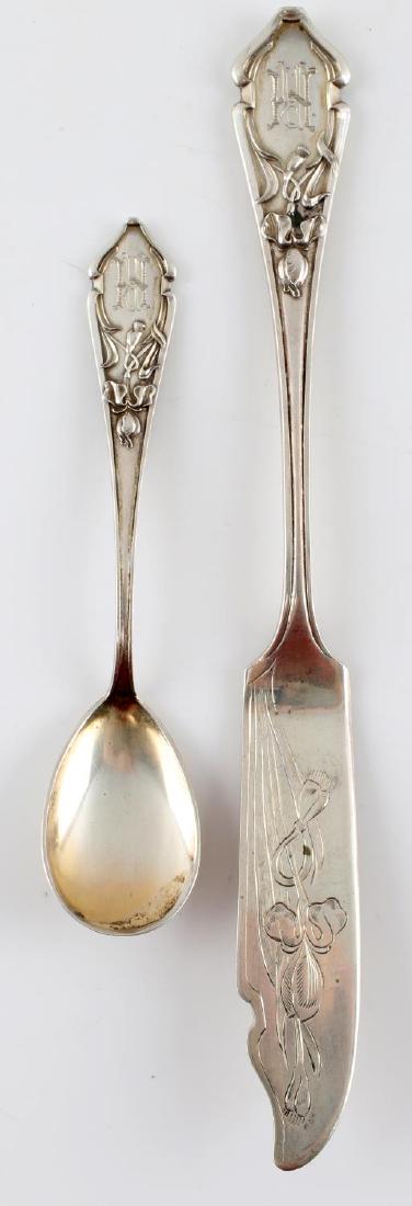 WWII THIRD REICH RUDOLF HESS 800 SILVERWARE: Rudolf Hess initial silverware. Marked 800. One demitasse spoon measuring 5.25 inches. One fish knife measuring 8.5 inches. Both in good condition. SV3.