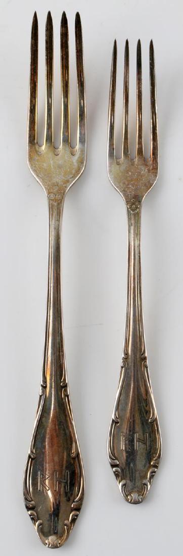 WWII GERMAN REINHARD HEYDRICH PERSONAL SILVERWARE: This lot includes 2 forks from the personal collection of Reinhard Heydrich. The forks bear his infamous "R H" monograms and are marked "Wellner Patent" with pattern numbers on their reverse. They mea