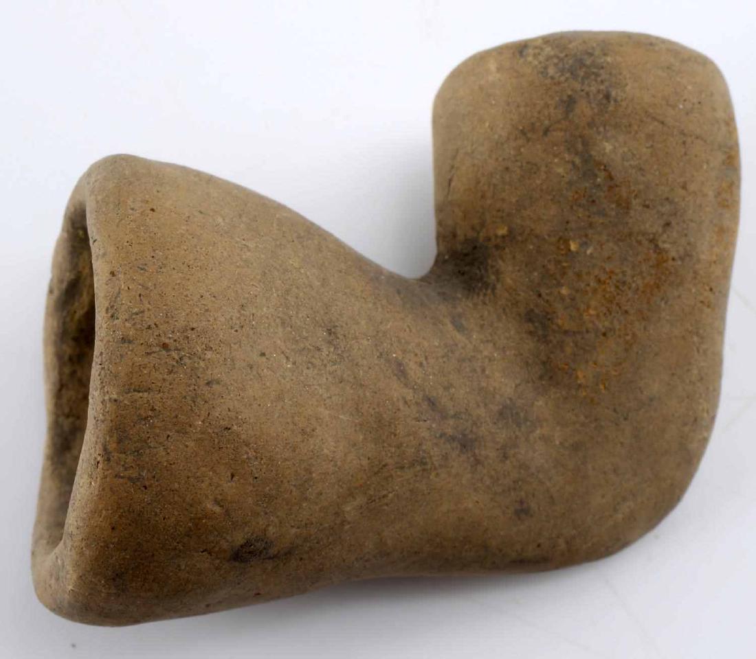 MISSISSIPPIAN STONE ELBOW PIPE MASON CO KENTUCKY: Likely Mississippian culture stone elbow pipe from Mason County, Kentucky. Measures approximately 1.75 inches by 2.5 inches. In very good condition.