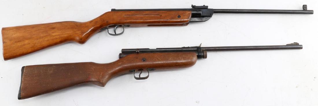 LOT OF 2 VINTAGE PELLET RIFLES CROSMAN & SHANGHAI: Both are maker marked. Crosman 187 has more rust. Chinese one has top break action. Both have wood stocks. Crosman measures 34 inches long. Shanghai one measures 39 inches long. Mechanics seem to work