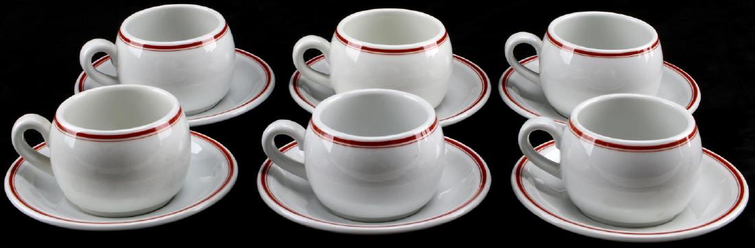 WWII GERMAN THIRD REICH DAF COFFEE CUP LOT 6: All DAF stamped base Bavarian china Hutshenreuther maker, 6 cups and saucers. MA503