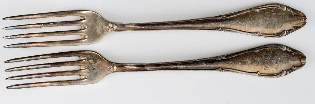 WWII GERMAN REINHARD HEYDRICH PERSONAL SILVERWARE: This lot includes 2 forks from the personal collection of Reinhard Heydrich. The forks bear his infamous "R H" monograms and are marked "Wellner Patent" with pattern numbers on their reverse. They mea
