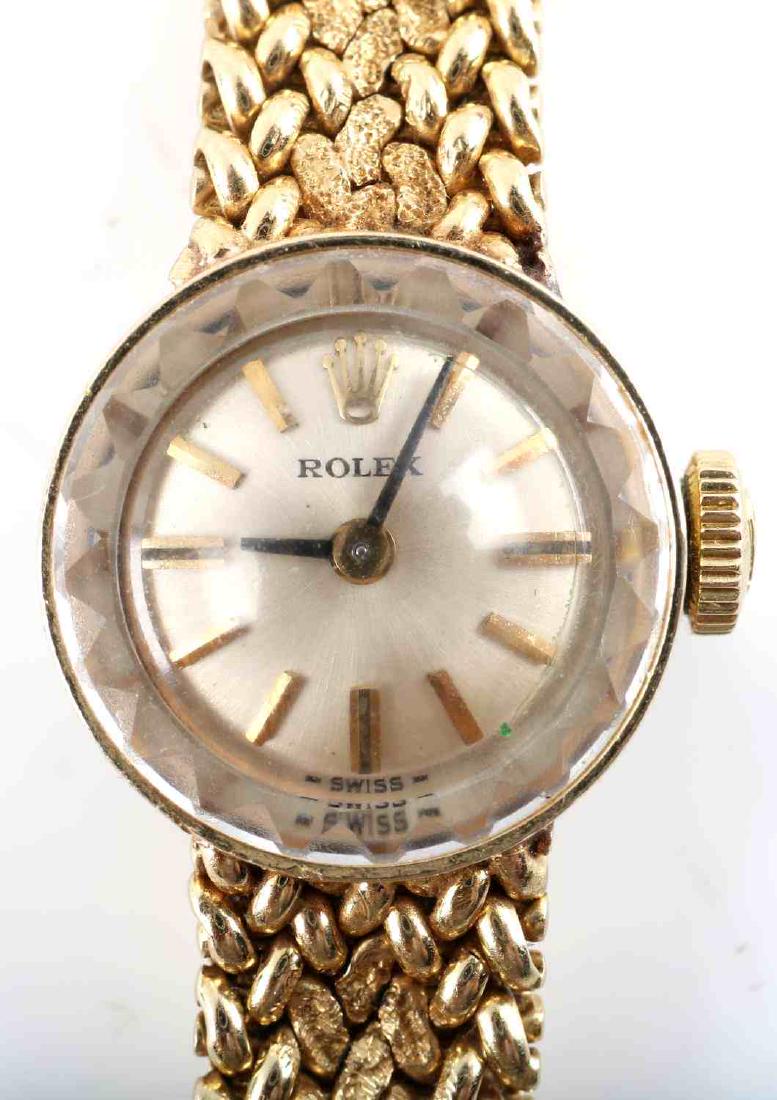 LADIES 14KT GOLD ROLEX CHAMELEON WATCH: This watch has been stored in a jewelry box for 20 years, the movement starts on its own but eventually stops, the watch movement will need servicing, otherwise the watch is very good original conditi