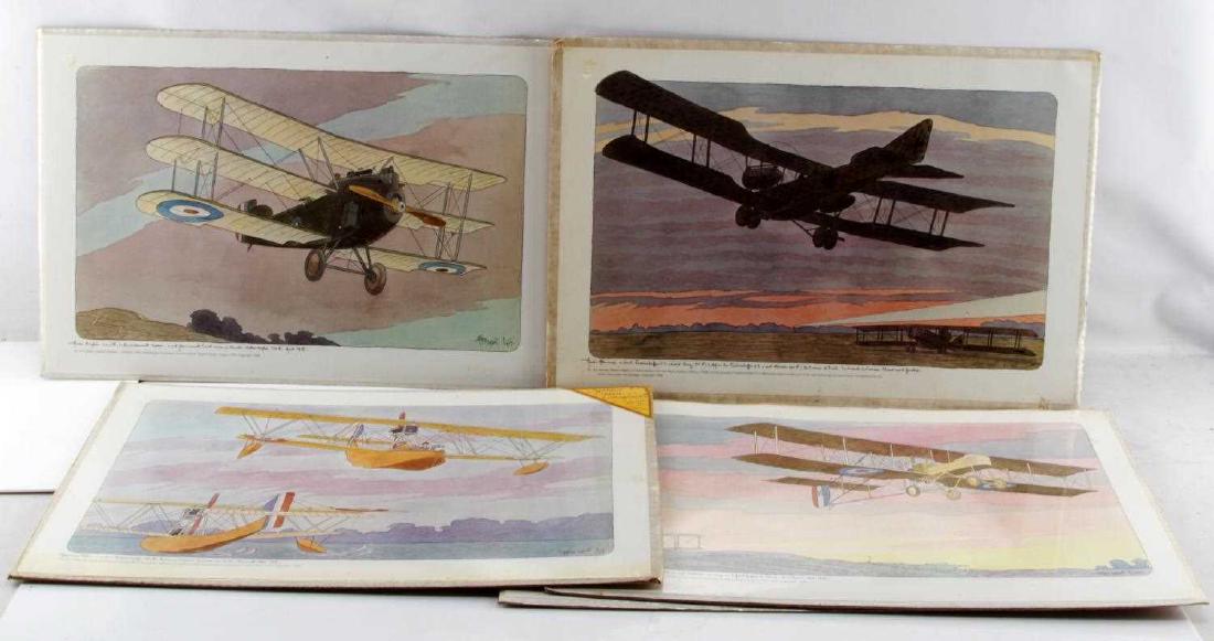 5 ALFRED DAGUET ANTIQUE WAR PLANE LITHO REPROD LOT: Lot of FIVE (5) antique classic lithograph reproductions made from the original 1800's and turn-of the-century lithographs. Includes one (1) "No. 35 Tellier Hydraplane", one (1) "No. 33 German Plane -