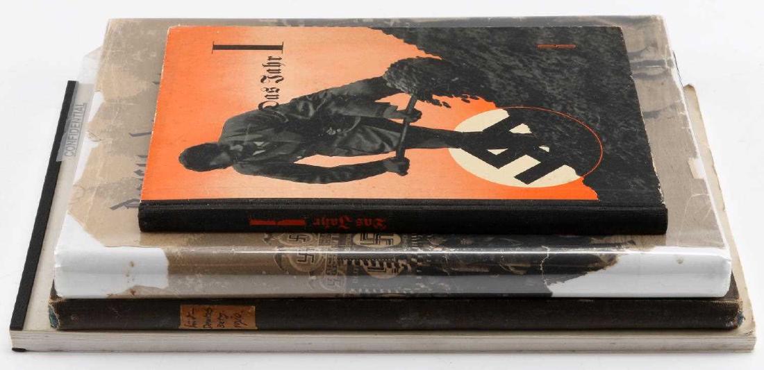 LOT FOUR GERMAN WWII & MISC BOOK HITLER JUGEND: One bound copy of "The Supreme Headquarters Allied Expeditionary Force Evaluation and Dissemination Section The Hitler Youth". One "Deutschland erwacht" book. One "Das Fahr I" book. One "Suddeutsche B