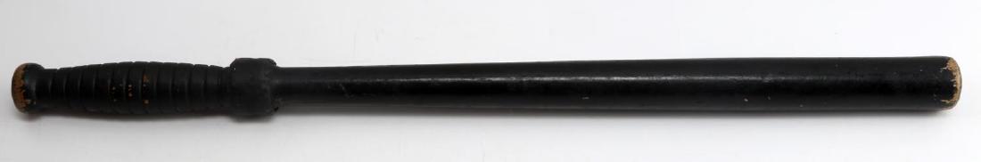 WWII WOODEN US MILITARY POLICE BATON BILLY CLUB: All wood WWII US military/riot police baton with carved handle. Good condition overall with some paint loss and signs of abrasions present. It is stamped US at its base.