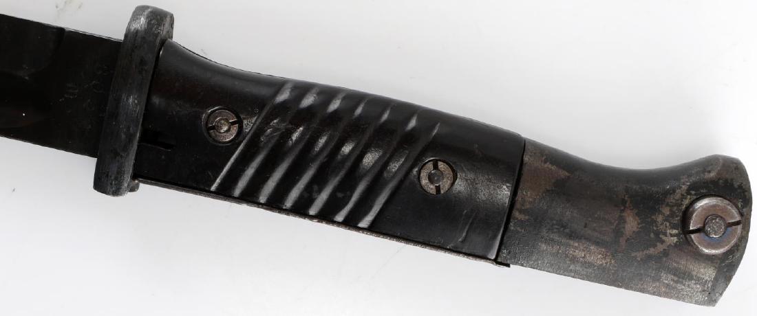 WWII DATED K98 GERMAN MAUSER BAYONET WITH SCABBARD: WWII Dated K98 German Mauser Bayonet with scabbard, marked on the ricasso with numbers as well as makers mark and the marking "40" on the spine of blade, the locket of the scabbard is also marked "194
