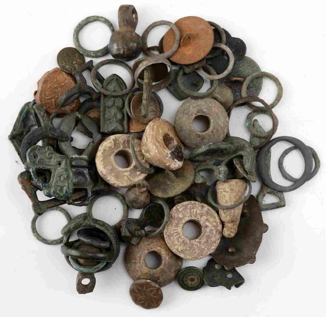 ROMAN SAXON MEDIEVAL DETECTOR FINDS ENGLAND: Loom weights, seals, strap ends, rings, drilled buttons, pendants and more a great lot.