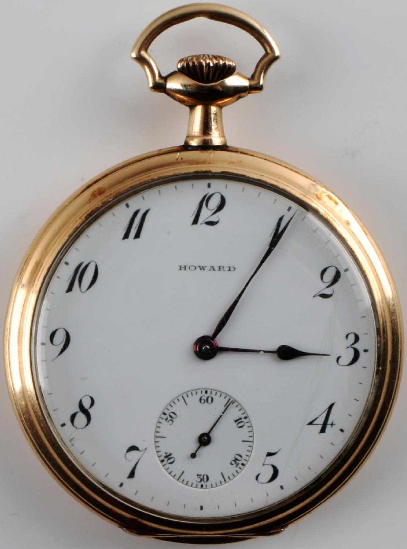 WWI LT E HOWARD PRESENTATION POCKET WATCH 1919: E. Howard Watch Co. pocket watch inscribed "To our Lieut. Rockcastle Discharged 7-1-1919 From Men of E. 9th O.G. US Army" Clock is overwound. Model: 1912, Year: 1913, Size: 12s, Jewels: 17j. Inscribed