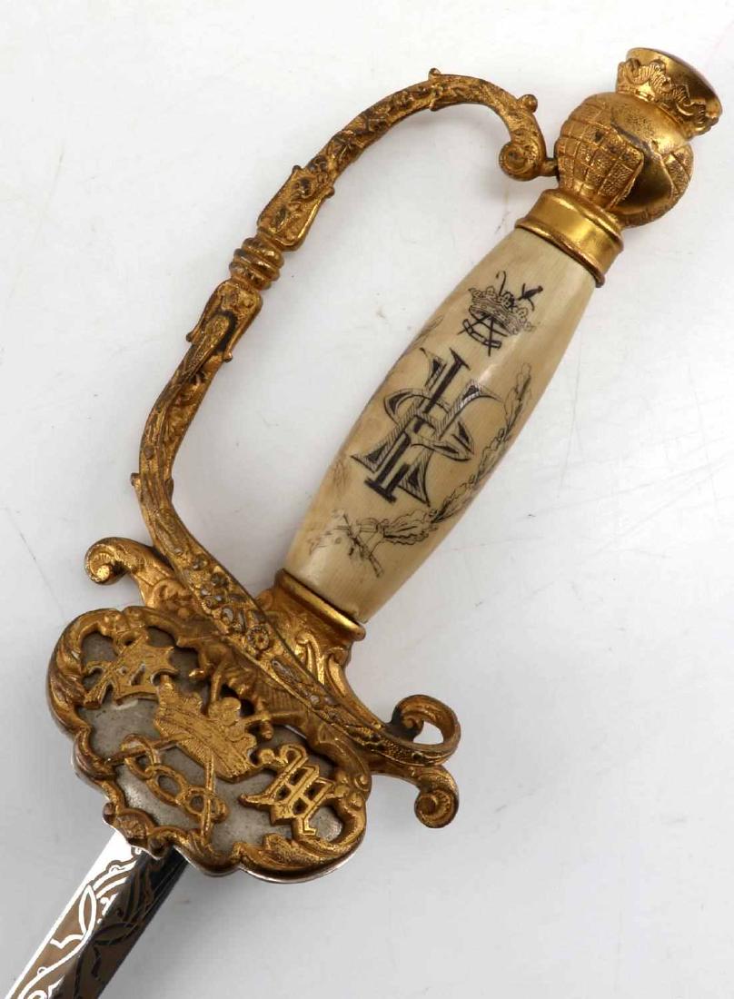 ANTIQUE IOOF PATRIACHS MILITANT NAMED DRESS SWORD: Ceremonial Sword of a member of the Patriarchs Militant of the International Order of the Odd Fellows. Named to 'WM Wadsley' on the blade and attested to come from a California branch. Grip of the hil