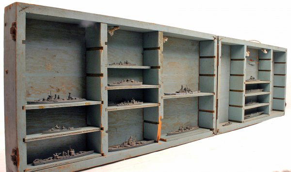 WWII US NAVY SOUTH SALEM COMET MINIATURE MODELS: WWII US Navy South Salem Studios and Comet Miniature Models. 1:1200 scale. 54" X 2 3/4" X 14" opened box measurement. Original label printed with 5-A US Miniature Ship Models, Ser. No. 2931, Contract