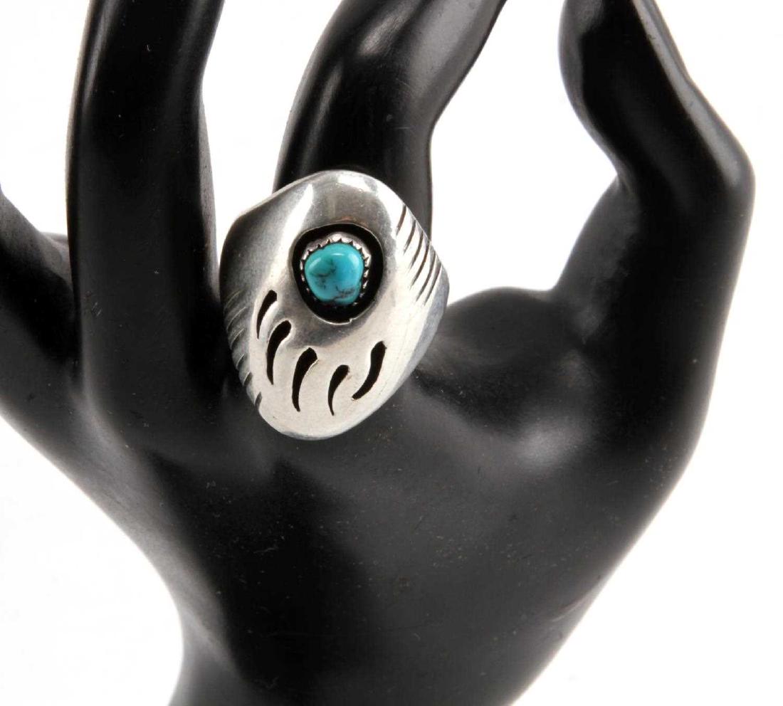 PAWN SHOP NAVAJO SILVER & TOURQUOISE SIGNED RING: Signed VT possibly for Vera Tsosje, size 9.