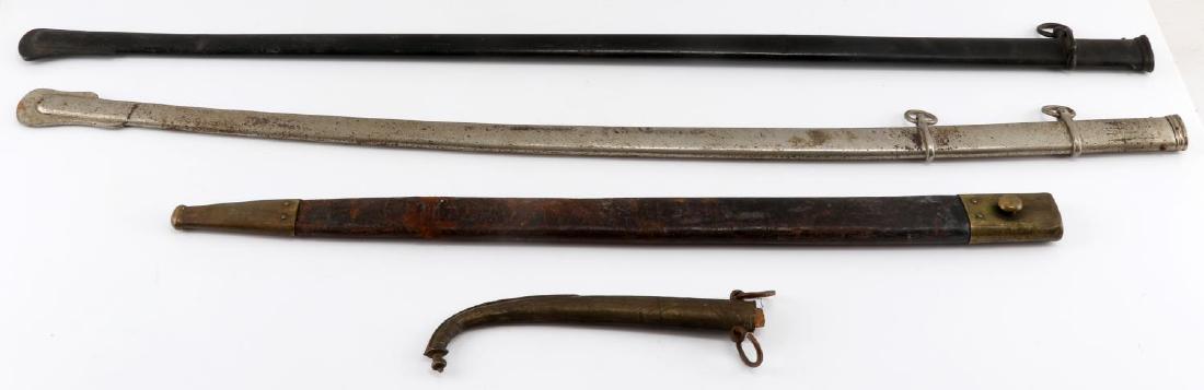 4 CIVIL WAR KHUKURI WWI BAYONET DAGGER & SCABBARDS: All scabbars only without blades as photographed. EW34,244, MEW36
