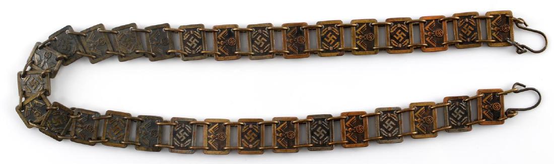 WWII GERMAN THIRD REICH NSDAP GORGET CHAIN: Gorget chain of an NSDAP gorget. No maker marks visible on any link. In very good condition. Measures about 25 inches in length.
