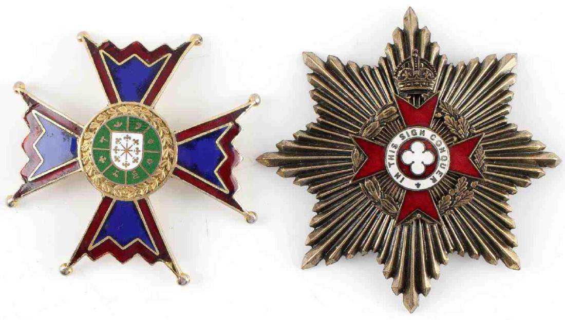 VINTAGE BRITISH MILITARY BADGE LOT OF TWO: Lot of two badges. One is a Royal Army Chaplain Breast Star, in very good condition. The other is an unknown cross badge also believed to be of British military origins. In very good condition.