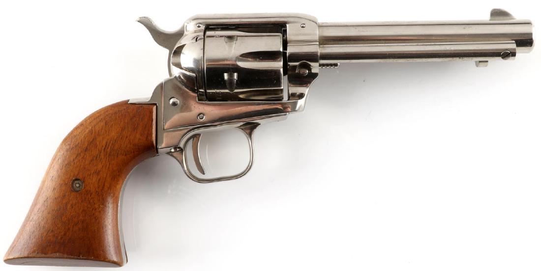 COLT SINGLE ACTION FRONTIER SCOUT 22LR REVOLVER: Colt Frontier Scout 22LR revolver. Single action six shot. Serial number 36911K. Some wear from being holstered. Wood hand grips with some abrasions present. Barrel is 4" and bore is clean. Condition 