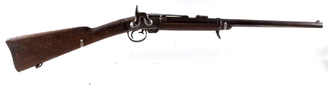 UNION CIVIL WAR CAVALRY SMITH 50 CAL CARBINE: .50 caliber breech-loading Smith carbine rifle. Used by various Cavalry regiments during the US civil war. Marked "Manufactured by Mass. Arms CO. Chicopee Falls," "Address Poultney & Trimble. Baltimor