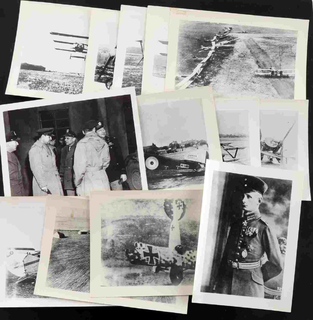WWI AIRPLANE AERIAL PHOTOGRAPH LOT OF 13: This lot includes 13 5.5" X 4" black and white photographs of WWI planes and pilots. Good variety. Many of the photos are by "Airphotos" Jamestown, N.Y. 5.5 X 4. Good condition overall. Some minor sta