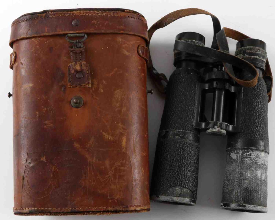 HENSOLDT WETZLAR JAGD DIALYT 7 X 42 BINOCULARS: Definite wear and loss of finish, optics are clear, left lenses is tight to turn, comes in leather case, fair condition.