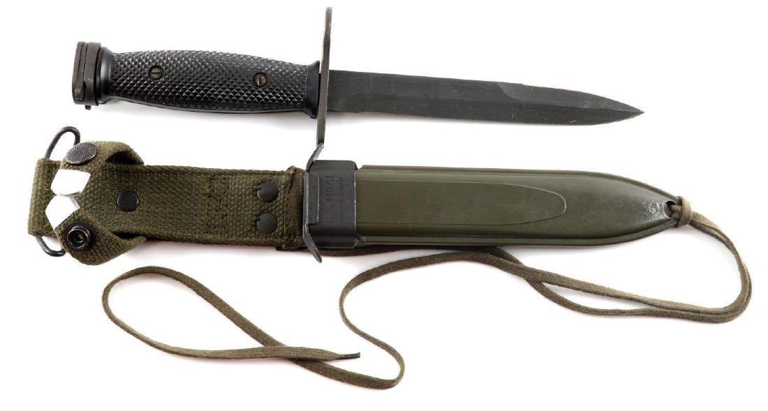 POST WWII US AMERICAN M 7 M16 BAYONET: Post-war US Imperial made M16 (M7) bayonet with scarce West German M8AI scabbard. Excellent condition overall with very limited signs of use.