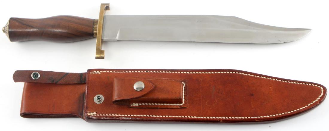 RANDALL CONFEDERATE BOWIE 12 11C BOWIE KNIFE: Has sharpening stone and appears as new, light residue to crossguard easily cleaned. This lot has a reserve.