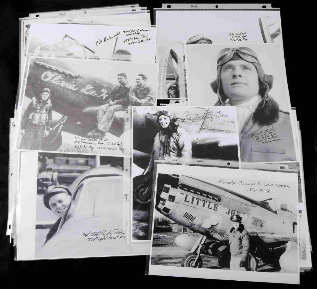WWII US & BRITISH PILOT ACE AUTOGRAPH LOT OF 26: This lot includes autographed 10X8 photographs of US and British aces of WWII. Includes Robert "Shorty" Rankin, Clayton Gross, Stanley "Swede" Vejtasa, Ray Mitchell, Fred Green, Walter Starck, and man