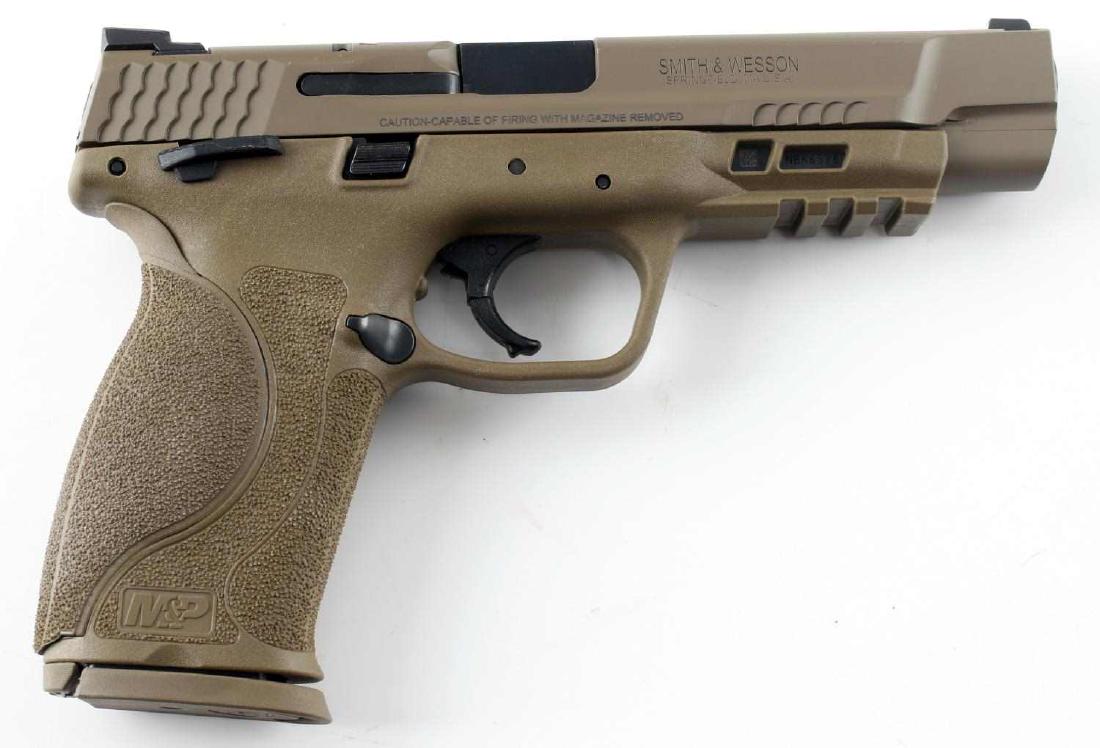 NEW SMITH & WESSON M&P 40 M2.0 FDE PISTOL: S&W M&P 40 M2.0 pistol. Has innovative features in nearly every aspect of the pistol including trigger, grip, frame, and finish. Features extended stainless-steel chassis and high grip to barrel bore