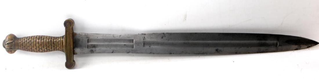 BOURBON RESTORATION 1819 ARTILLERY SHORT SWORD: French artillery short sword. Dated 'Mai 1819' one one side of the blade and with a Klingenthal maker mark on the other. In very good condition with minor wear and contact marks. Pommel has an eagle c