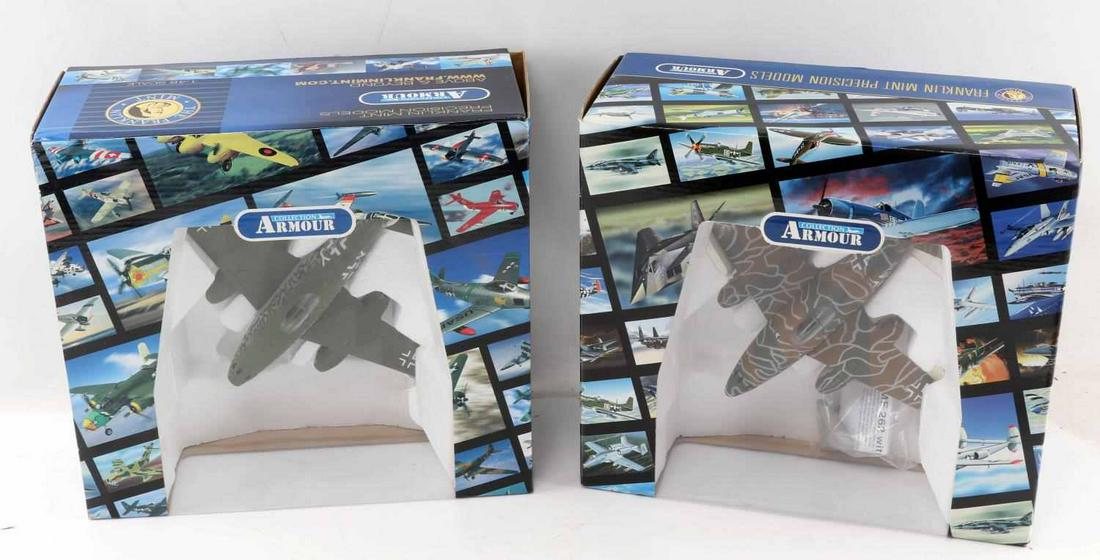 FRANKLIN MINT GERMAN ME262 MODEL FIGHTER PLANE LOT: This lot includes 2 ME262 jet fighter models. Models are size 1/48 and in excellent condition. In original packaging.