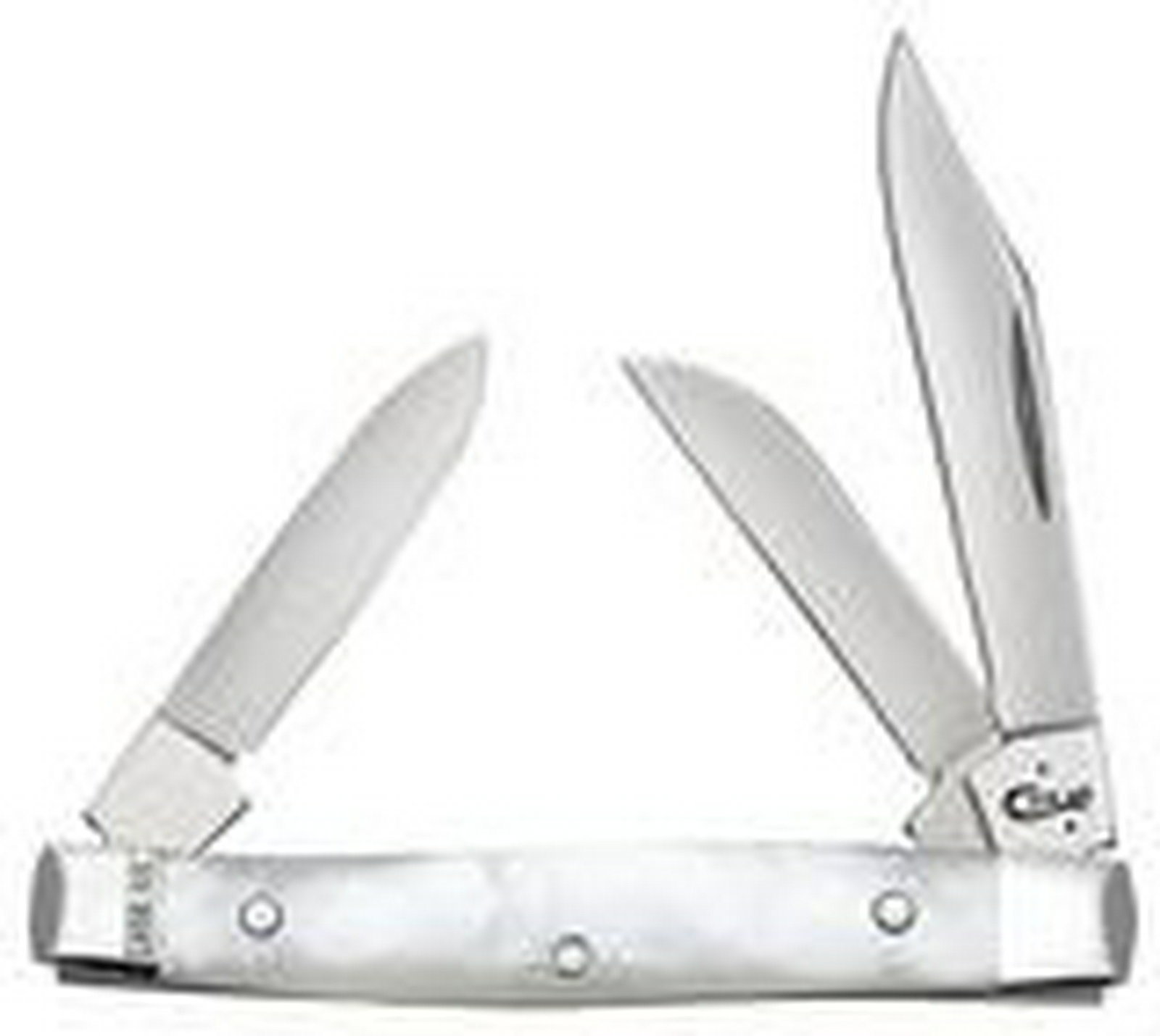 CASE XX SMALL MOTHER OF PEARL STOCKMAN KNIFE: Small three-blade Case XX stockman knife with mother-of-pearl handle. Includes velvet box. New condition. Photos are stock. This lot has a reserve.